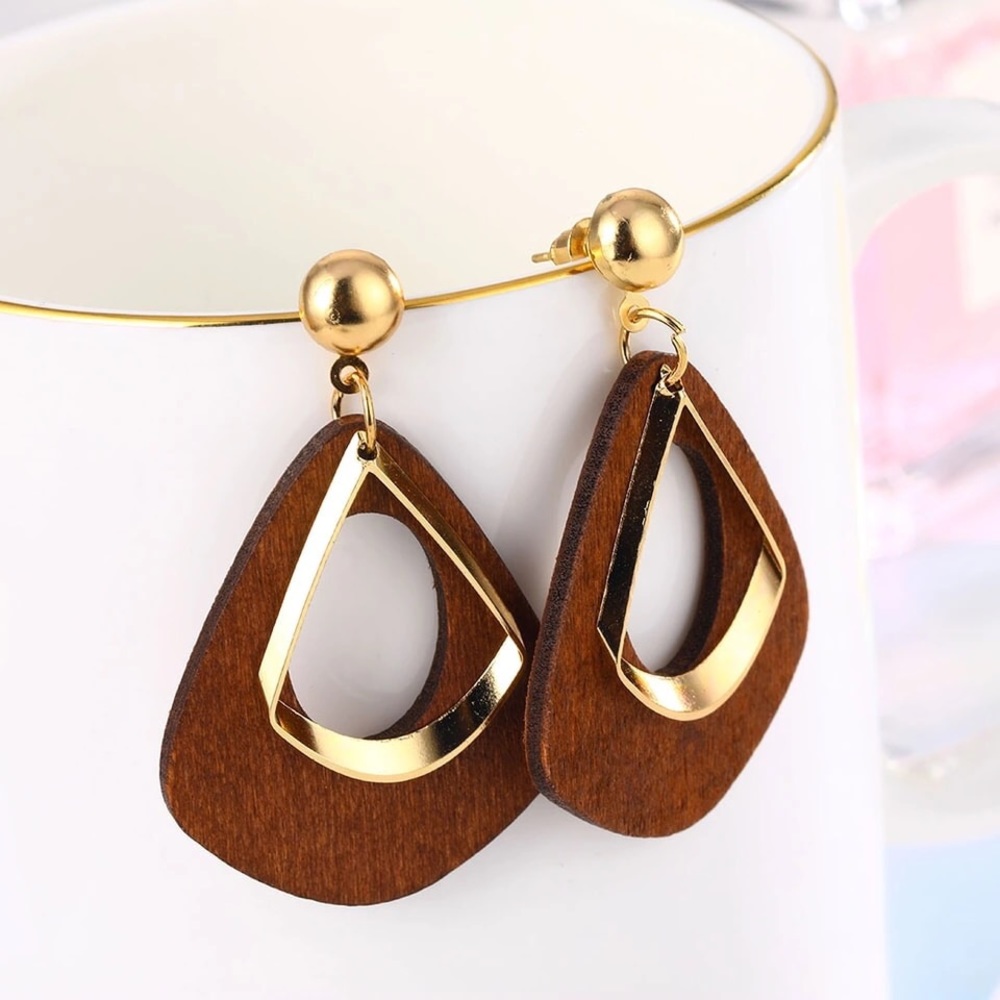 ‘Nala’ Wood and Gold statement Earrings